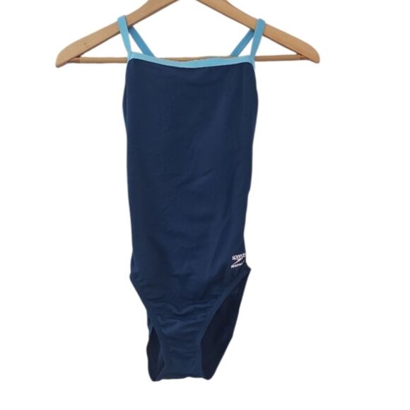Speedo Endurance Plus One Piece Swimsuit Sz 30 Blue Crossback Performance Suit - Picture 1 of 13